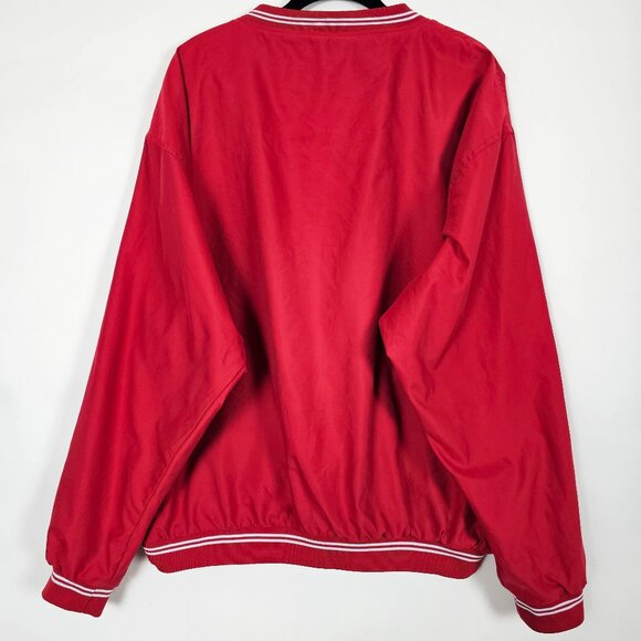 Vintage 90s Red Oak Nebraska Windbreaker Mens Long Sleeve Pullover Red Jacket - Picture 2 of 6